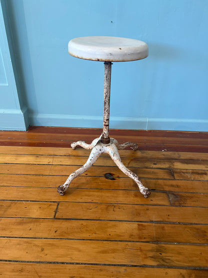 White Cast Iron Piano Player's Stool