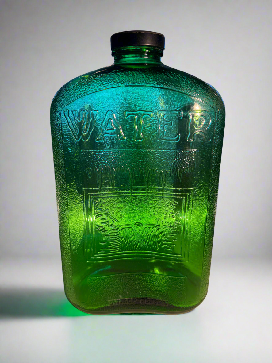 Tinted Green Glass Water Container