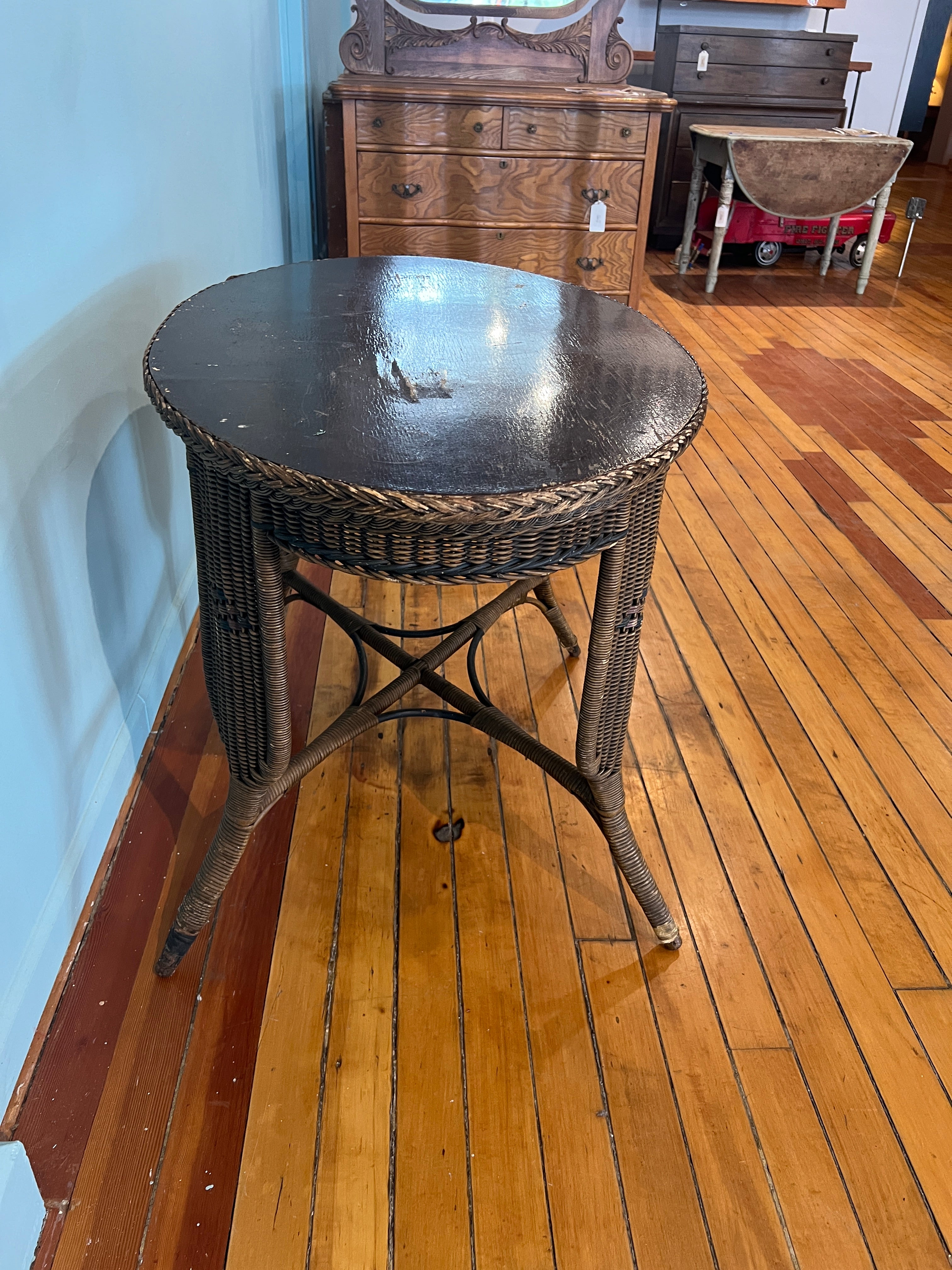 Vintage Oval Wicker Table