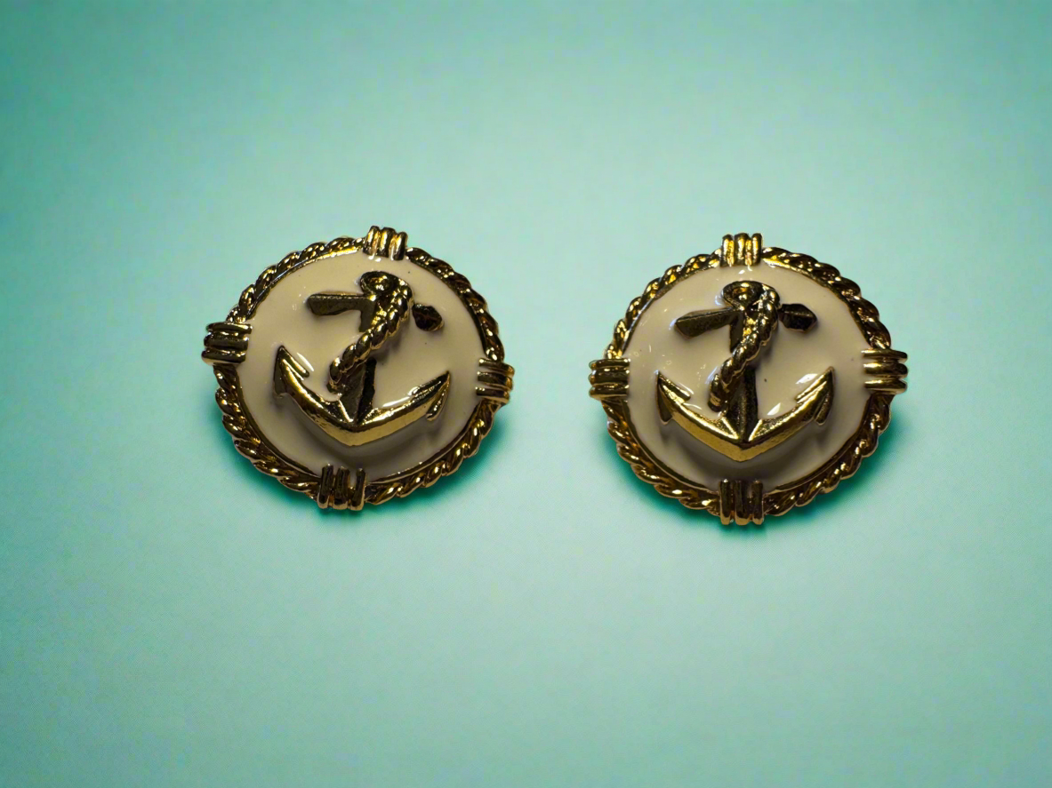 Gold Plated Nautical Anchor Earrings