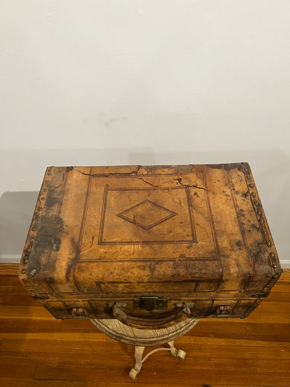 1800's Leather Train Trunk