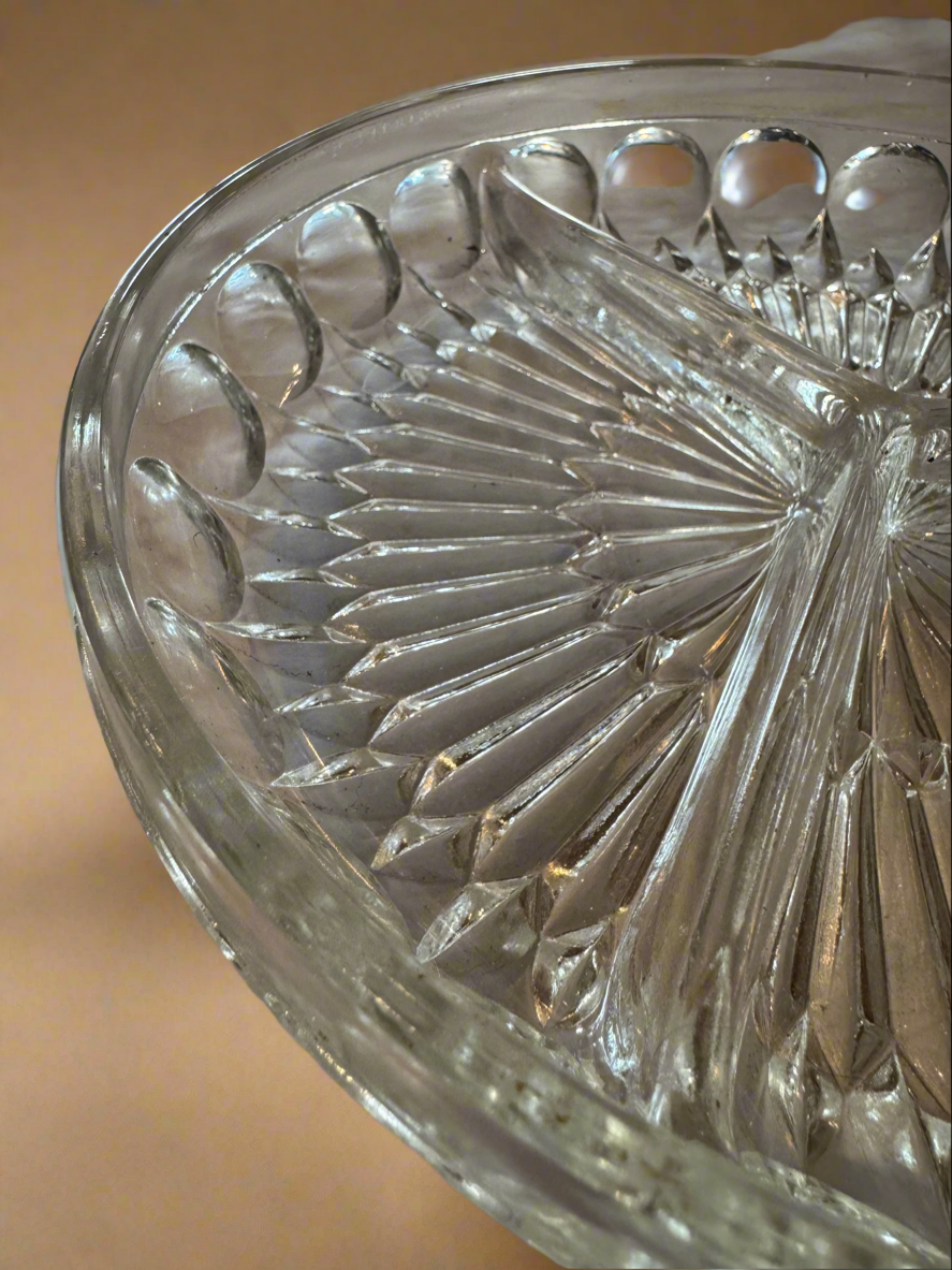 Pressed Glass 3 Section Serving Dish