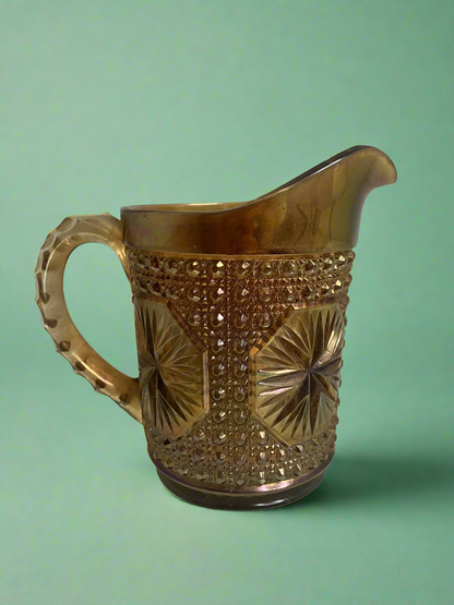 Pressed Tinted Carnival Glass Pitcher
