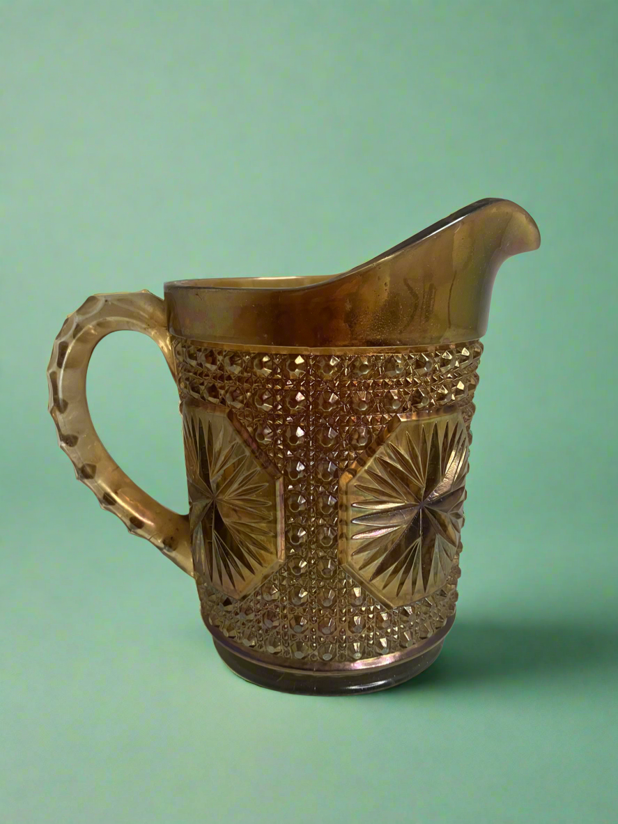Pressed Tinted Carnival Glass Pitcher