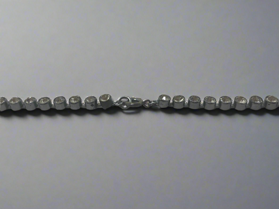 Vintage Czechoslovakian Bezel Set Rhinestone Necklace