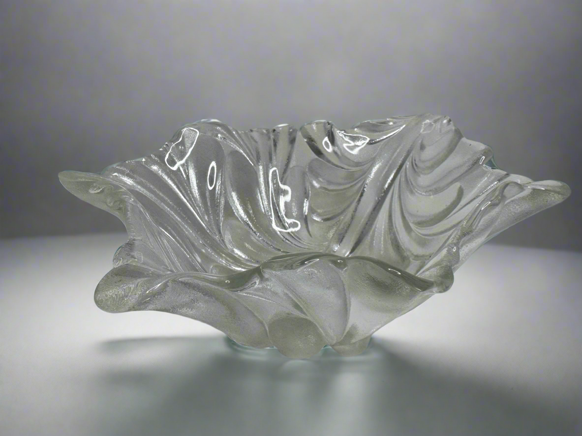 Pressed Glass Leaf Style Centerpiece Bowl