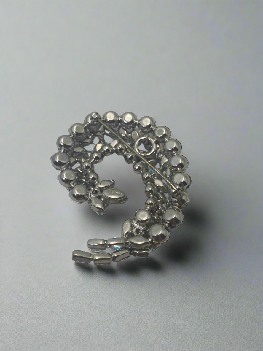 Vintage AB Sherman Cyan Crescent Brooch