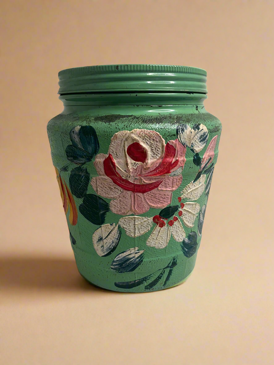 Painted Glass Storage Jar