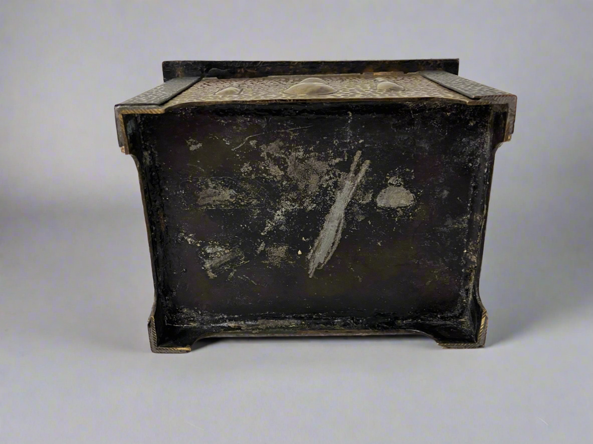 1934 handmade copper trinket box with lock and key