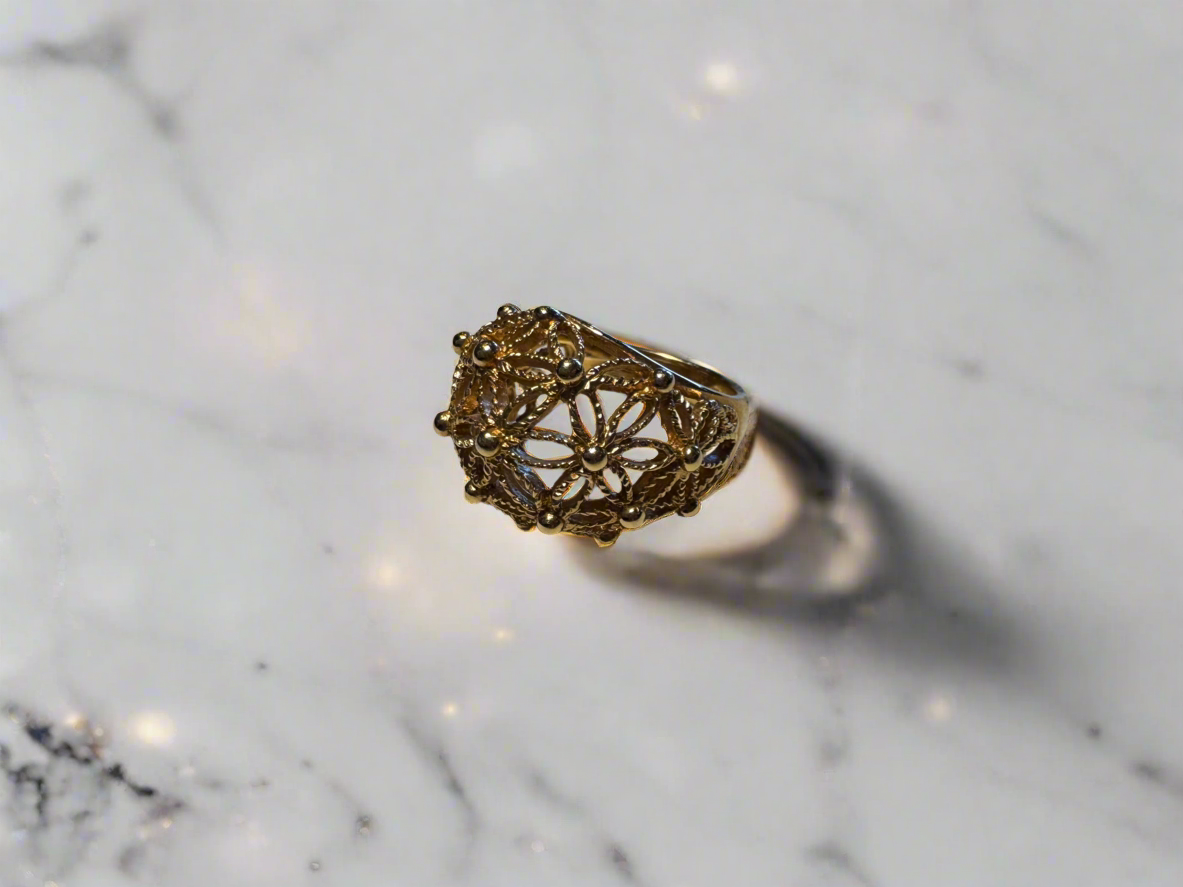 Floral Avon Gold Plated Dome Ring