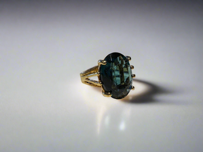 Gold Plated Cocktail Ring With Oval Cut Stone