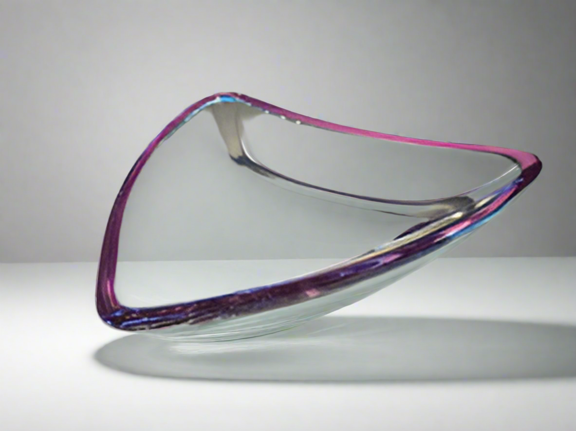 Purple Banded MCM Triangular Dish