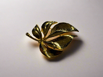 Gold Toned Leaf Brooch