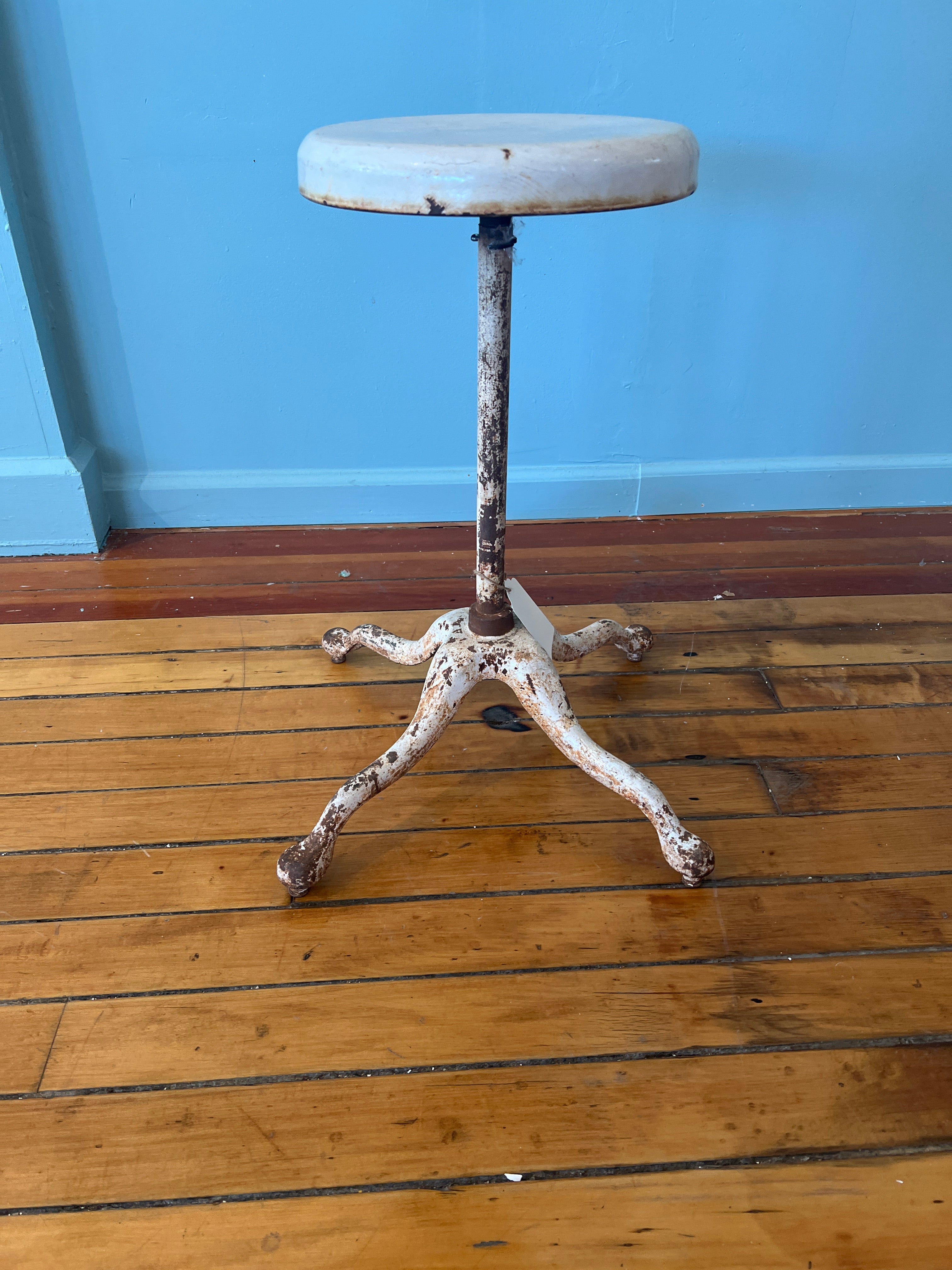 White Cast Iron Piano Player's Stool