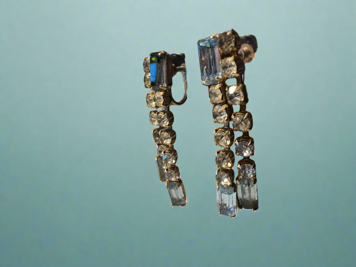 Vintage Rhinestone Dangle Earrings