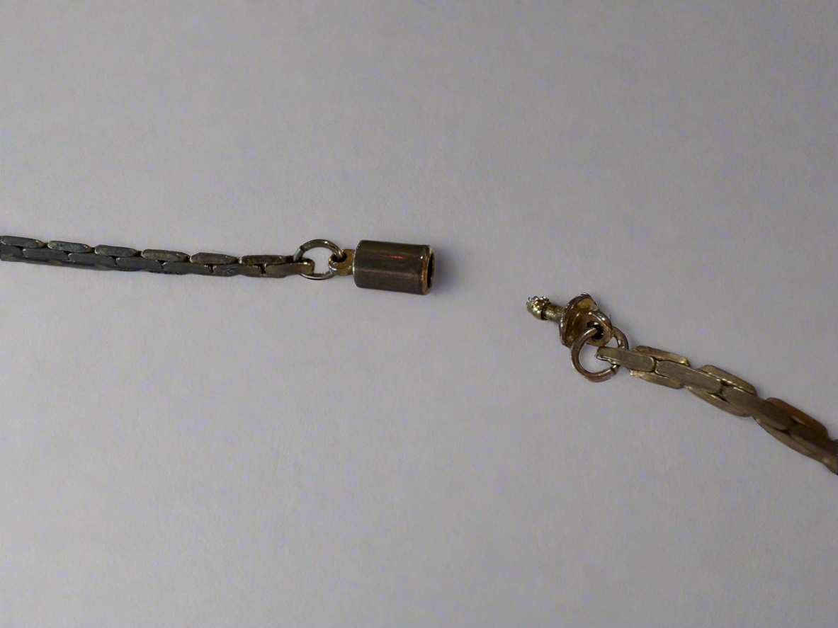 Vintage Flat Brick Link Silver Necklace