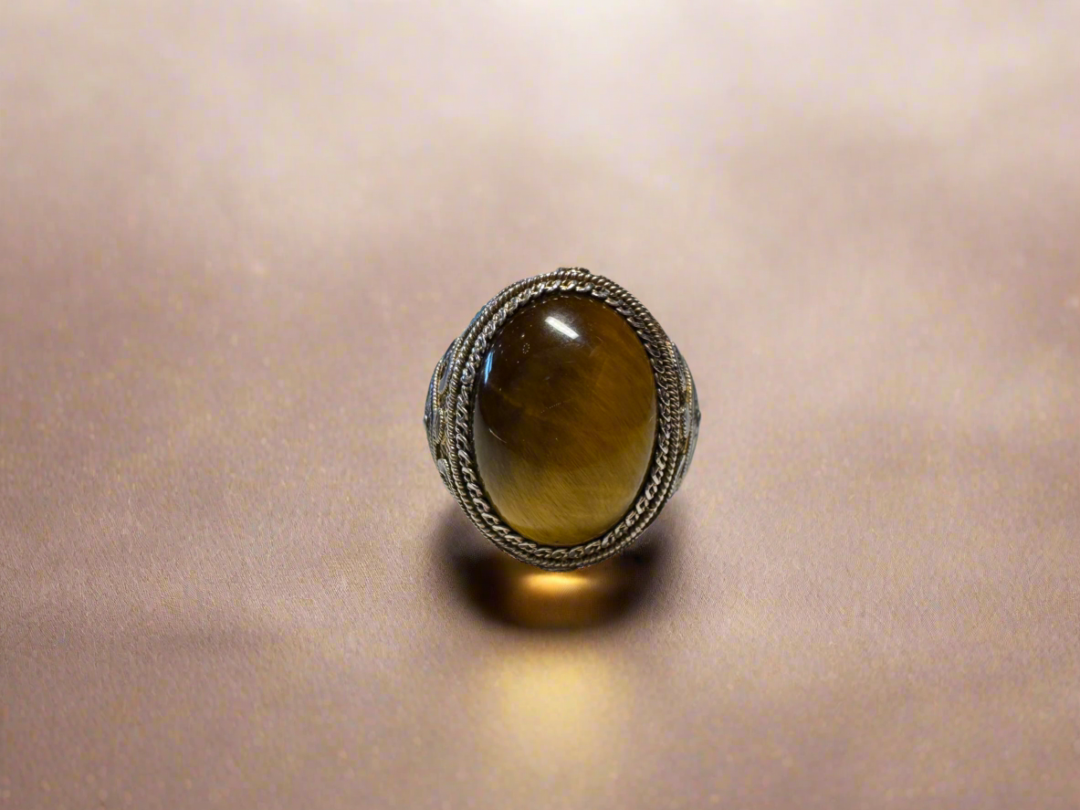 Vintage Filigree Tigers Eye Ring