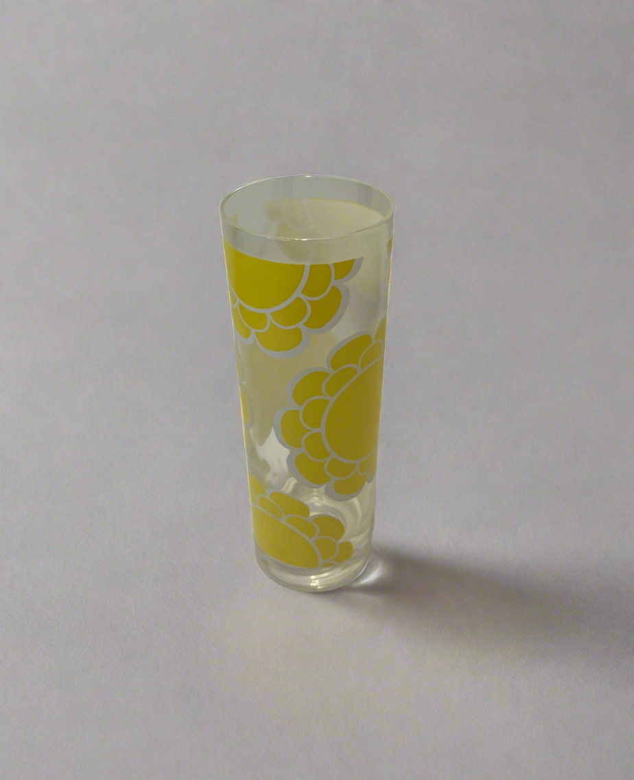 Vintage Colony 70's  Yellow Flower Glasses (Set of 4)