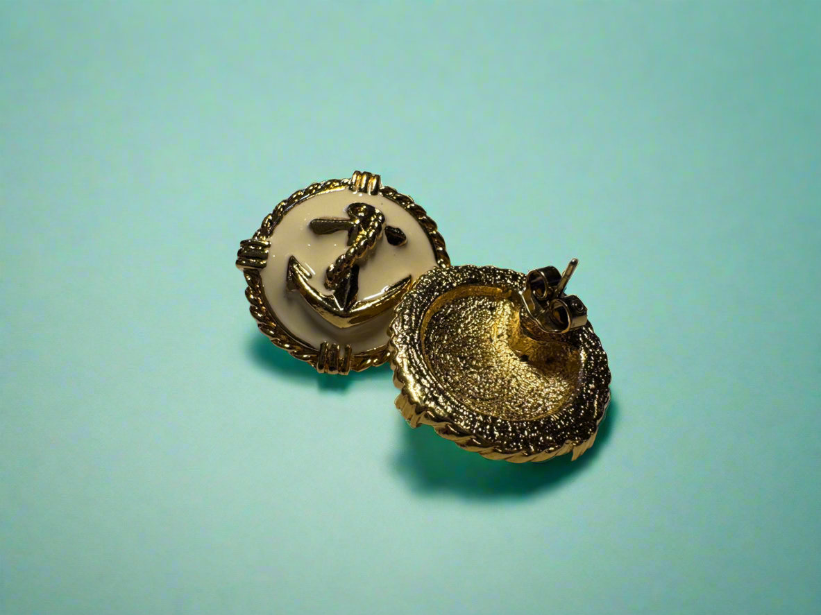 Gold Plated Nautical Anchor Earrings