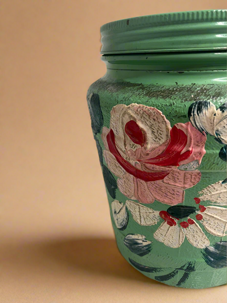 Painted Glass Storage Jar
