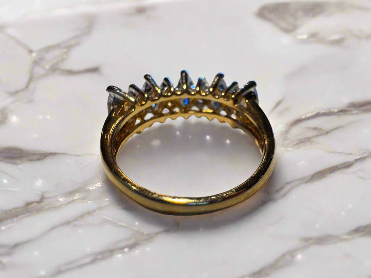 Gold Plated Marquise Cubic Zirconia Ring
