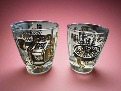 Mid Century Vintage Casino Lowball Glasses (Set of 2)