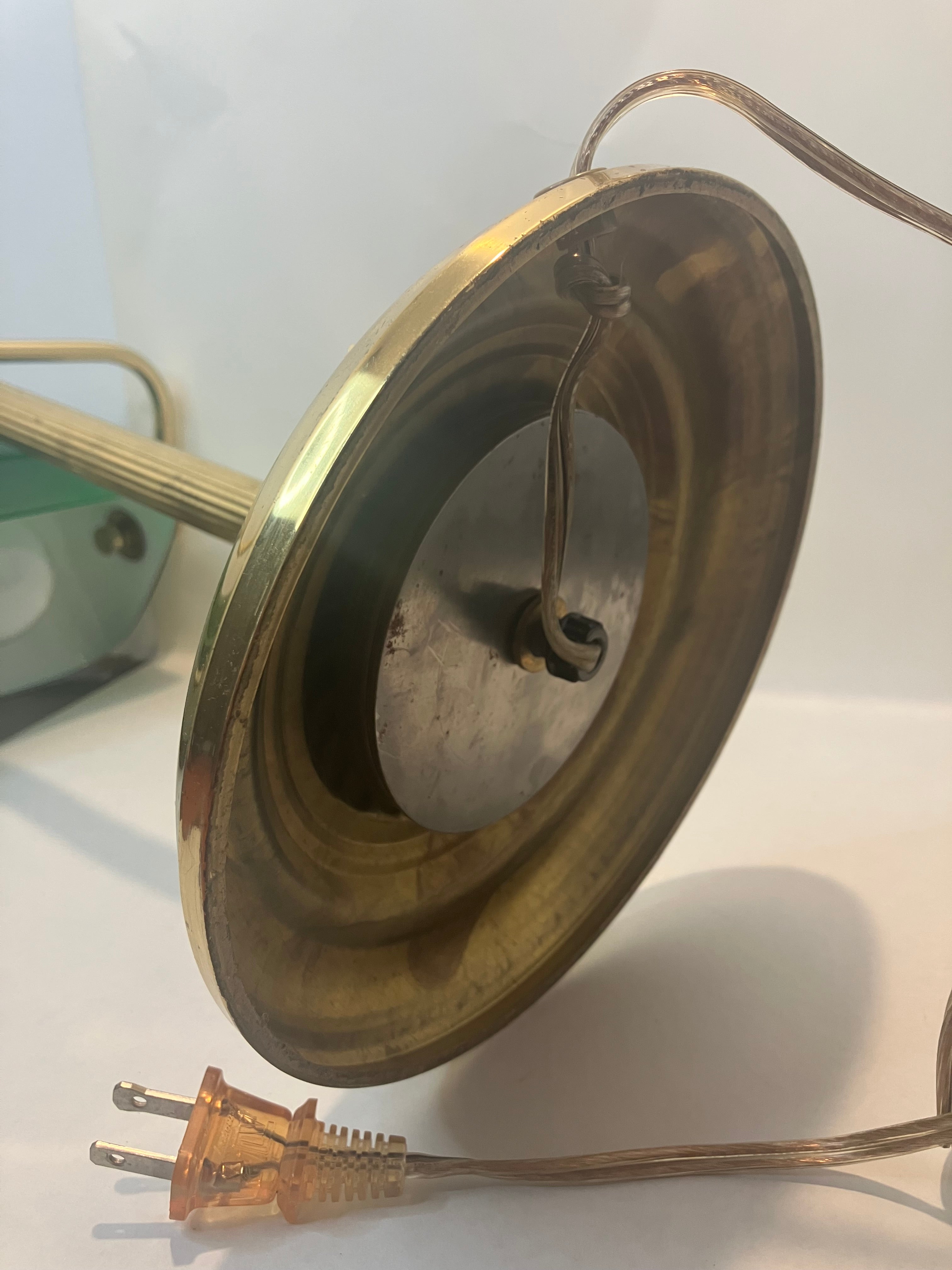 Vintage Bankers Lamp-green and gold toned metal