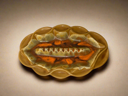MCM Glazed Ceramic Intertwined Fat Lava Style Ashtray