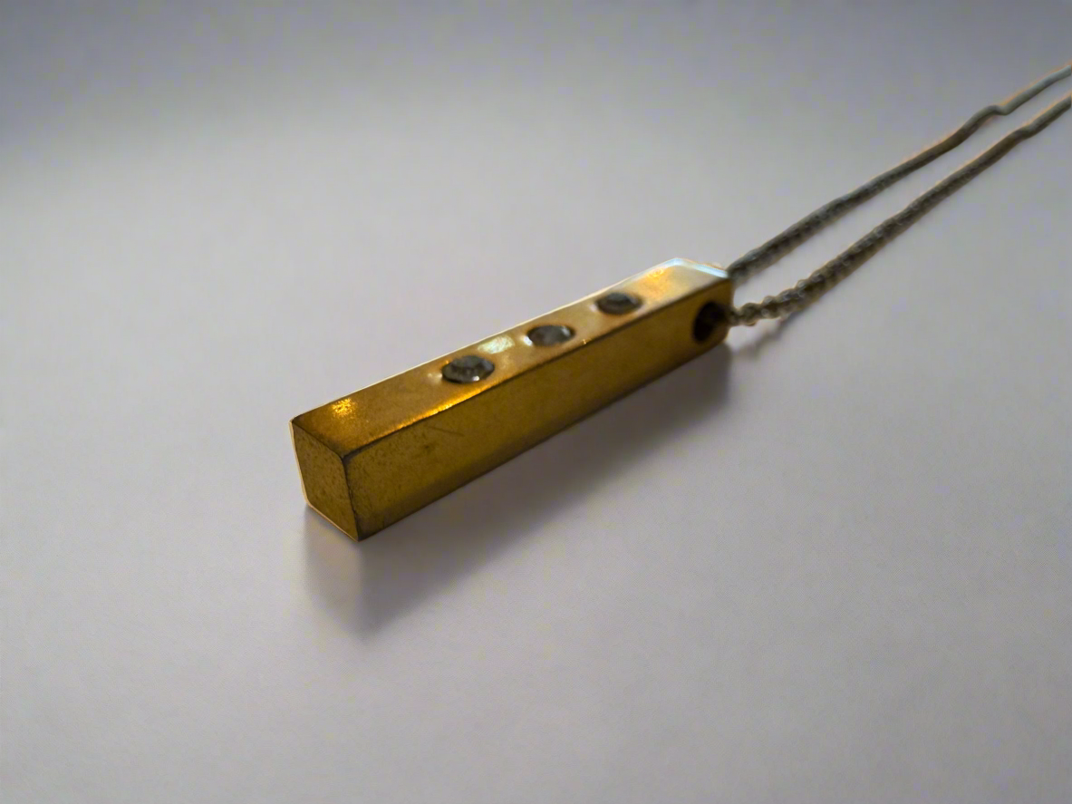 MCM Bar Pendant Rhinestone Necklace