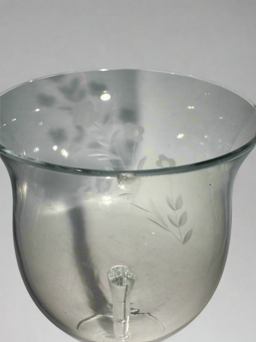Floral Etched Wine Glass