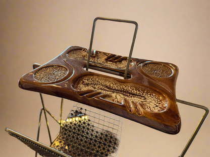 MCM Magazine Rack with Ceramic Ashtray And Coaster Top