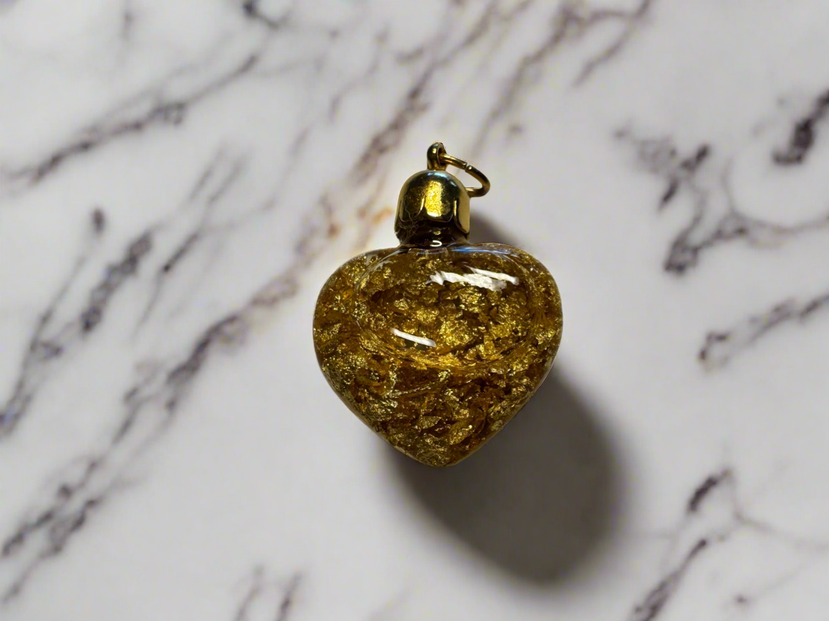 22kt Gold Leaf Glass Blown Heart Pendant