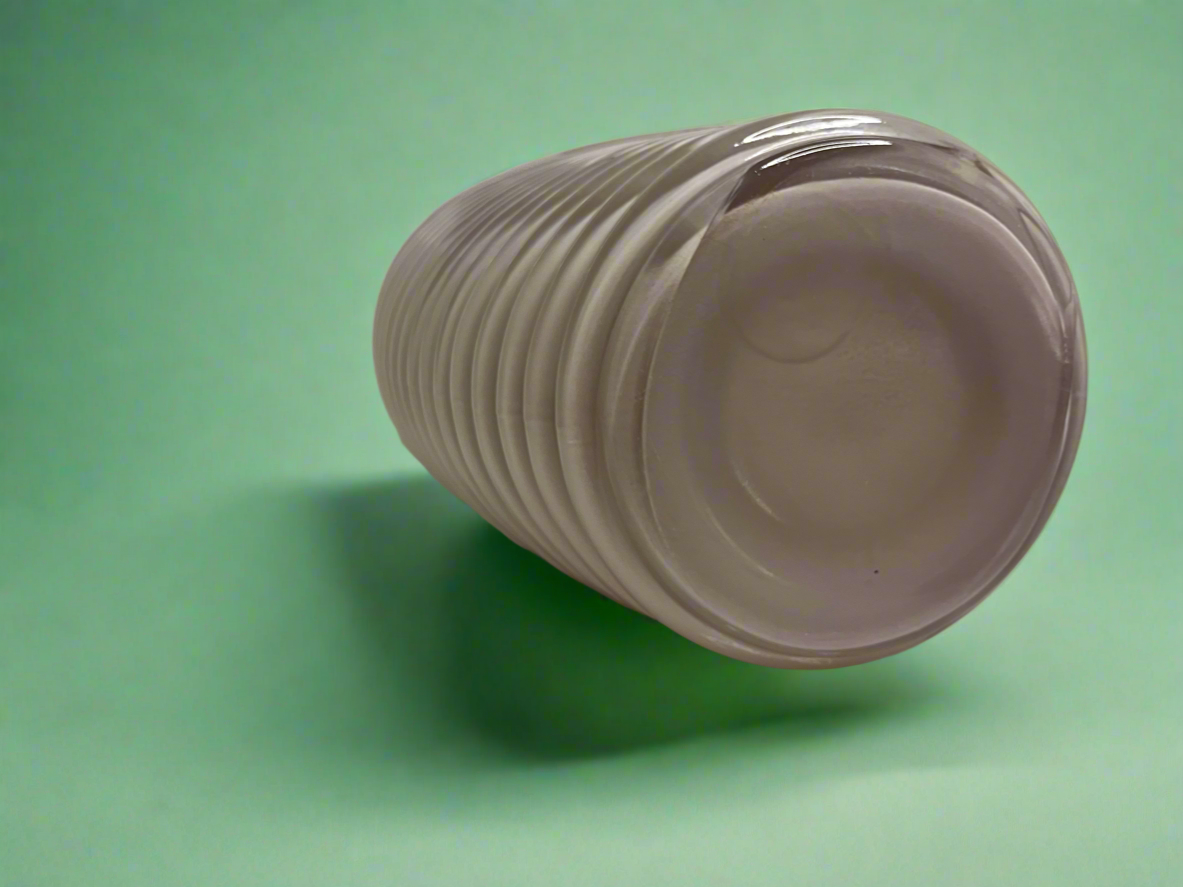 Vintage Decorative Ribbed Interior Coated Vase
