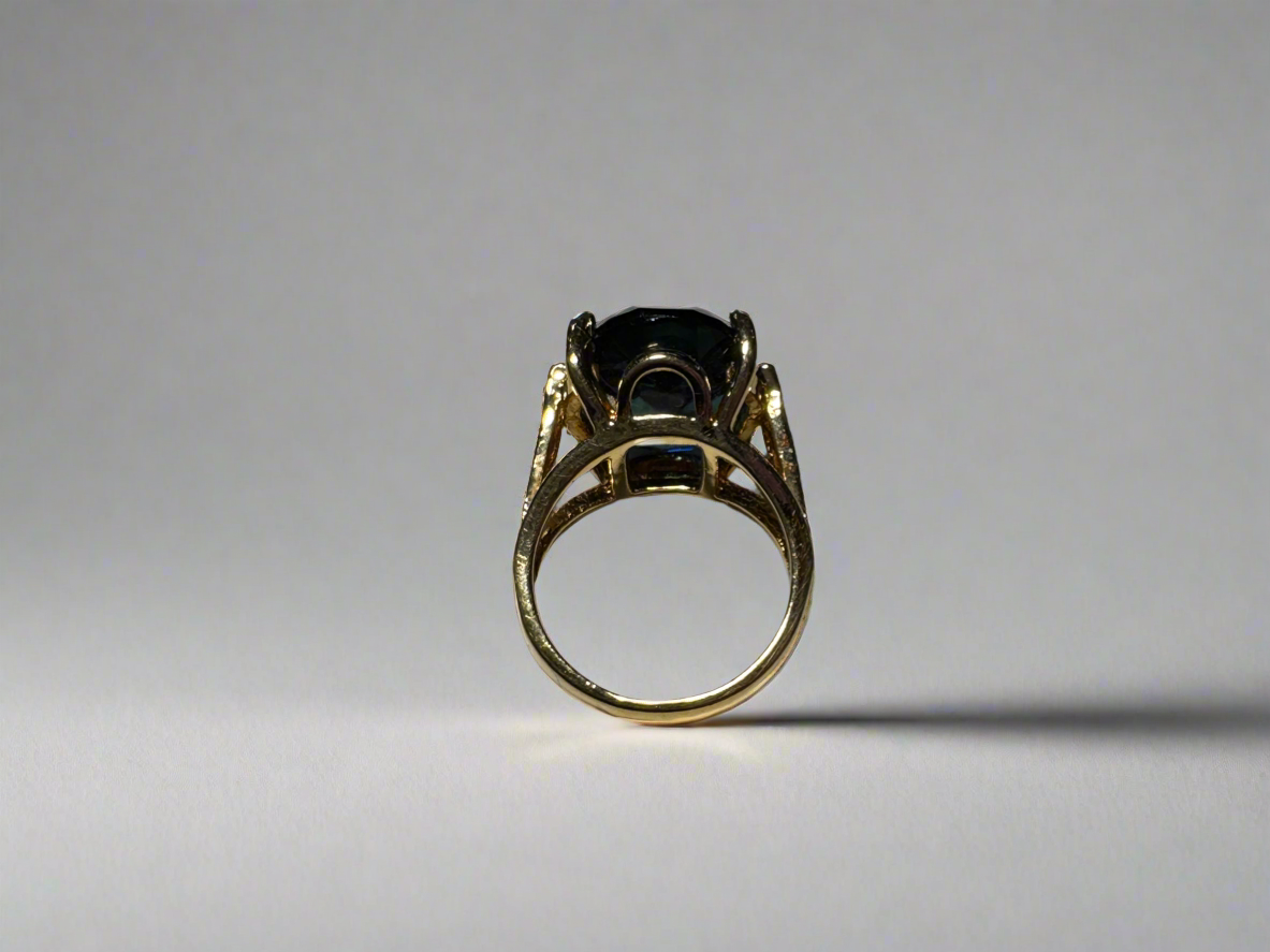 Gold Plated Cocktail Ring With Oval Cut Stone