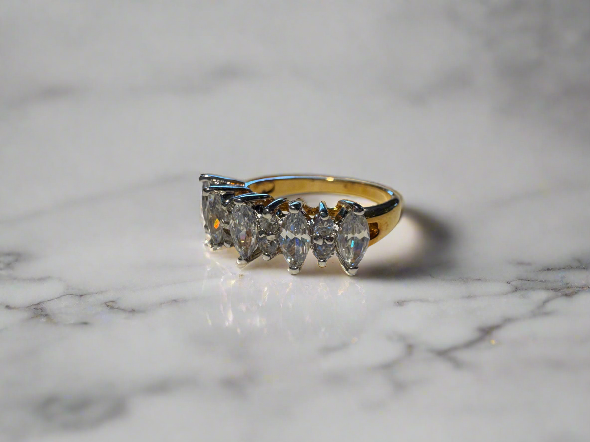 Gold Plated Marquise Cubic Zirconia Ring