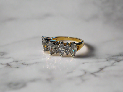 Gold Plated Marquise Cubic Zirconia Ring