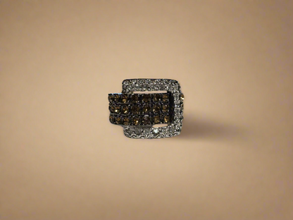 Belt Buckle Chocolate Rhinestone Ring