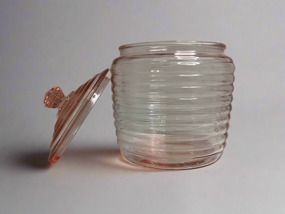 Pink depression Ribbed Cookie Jar