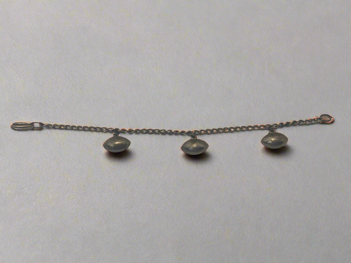 Vintage Copper Football Charm Bracelet