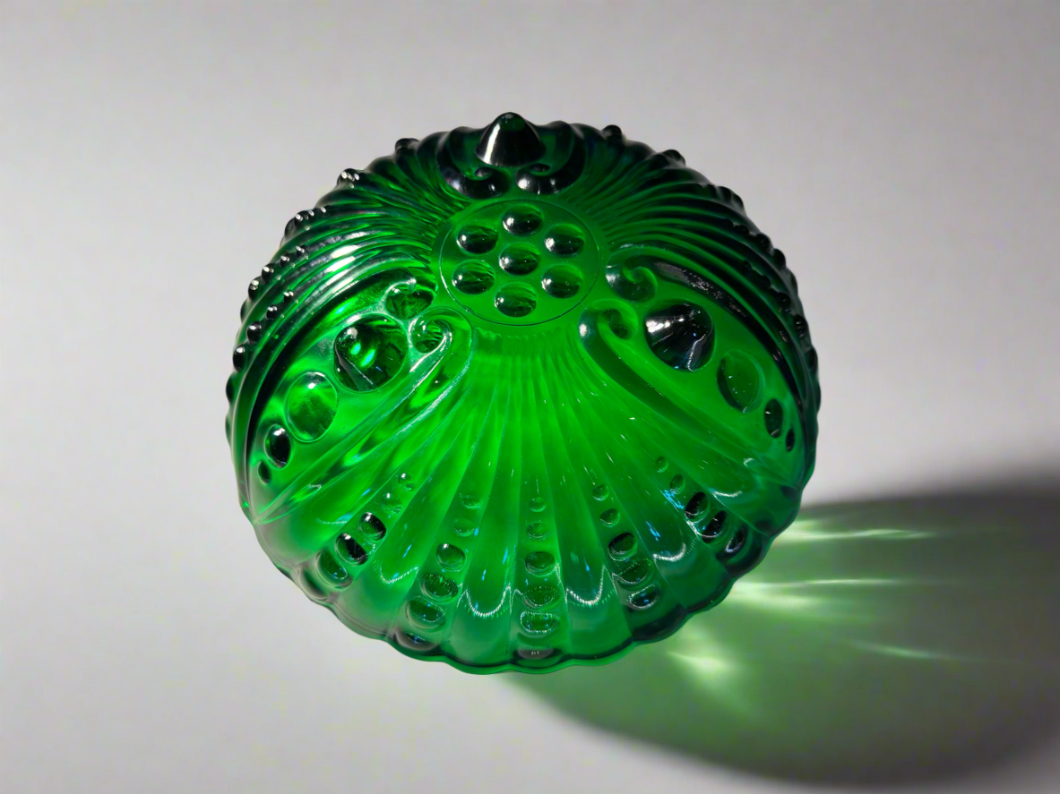 Green Bubble Pressed Glass Bowl