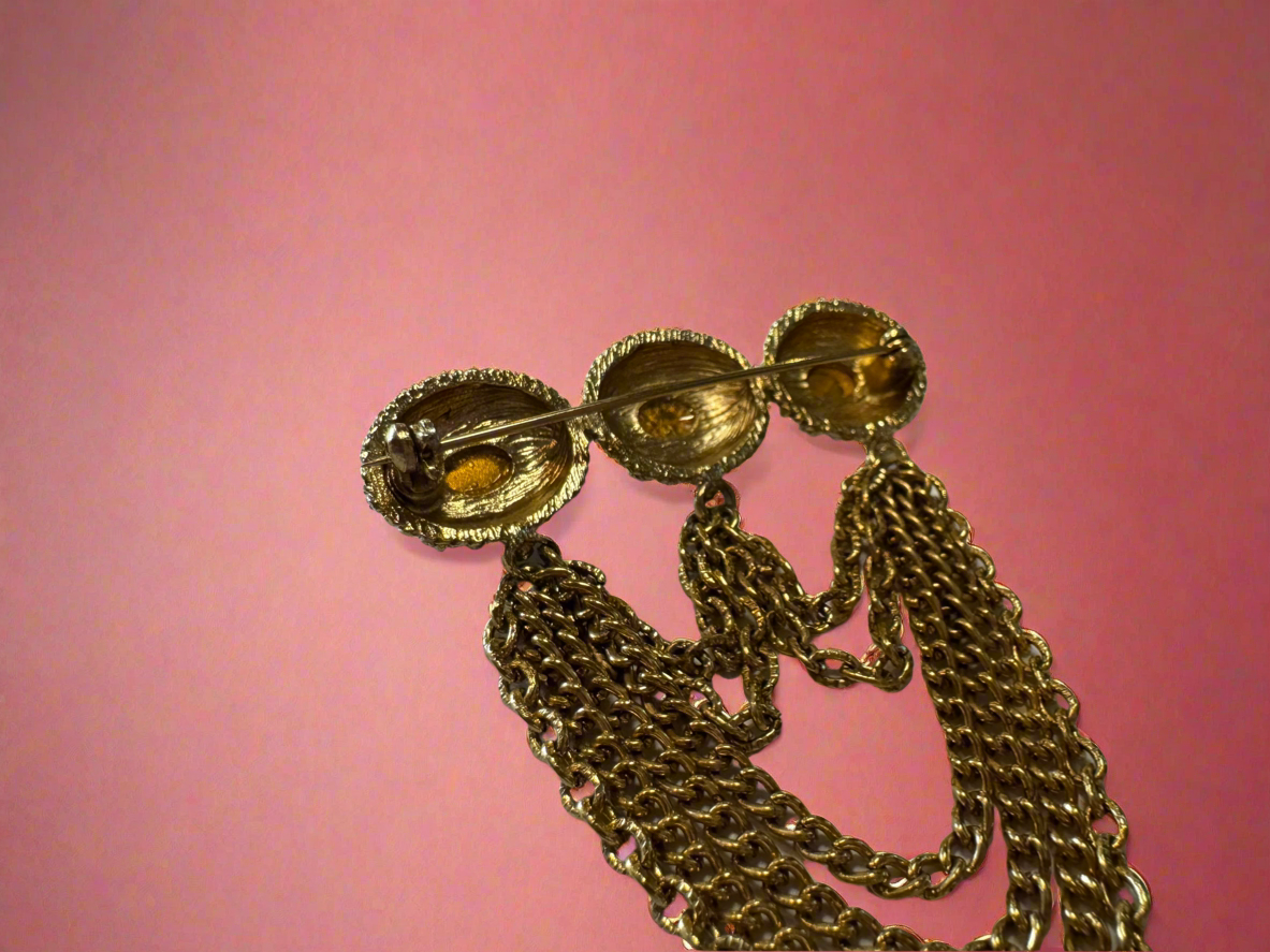 Vintage Triple Opal Style Brooch