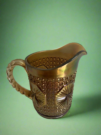 Pressed Tinted Carnival Glass Pitcher