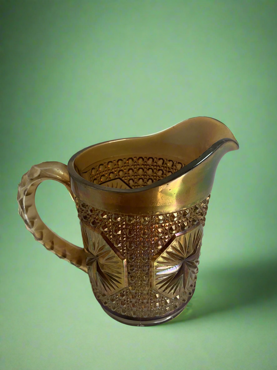 Pressed Tinted Carnival Glass Pitcher