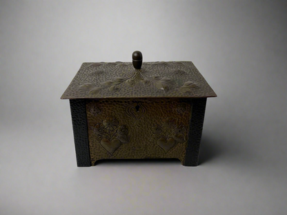 1934 handmade copper trinket box with lock and key