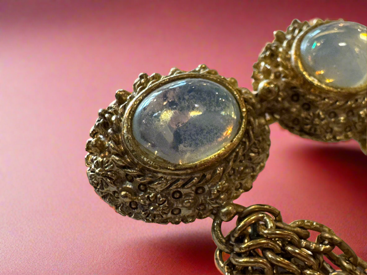 Vintage Triple Opal Style Brooch