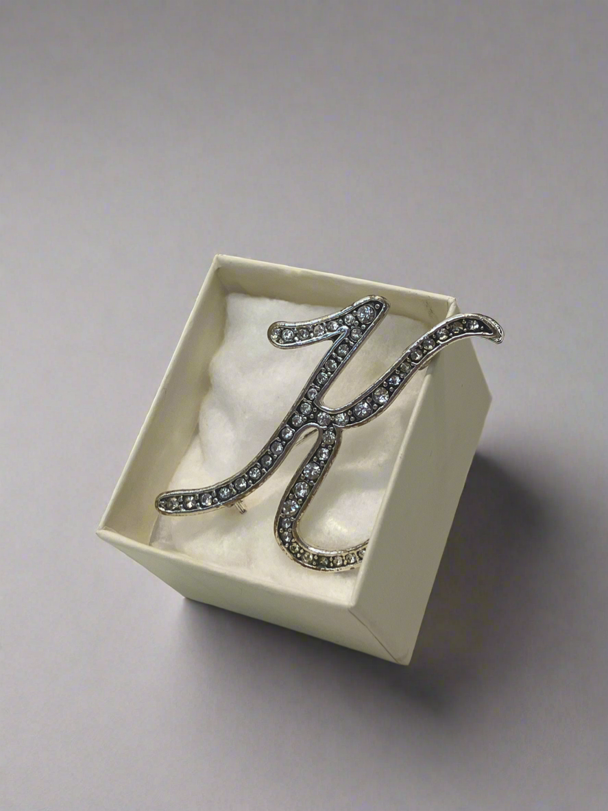 Vintage “K” Rhinestone Pin