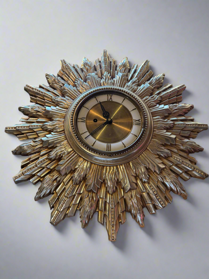 Mechanical Sunburst Wall Clock