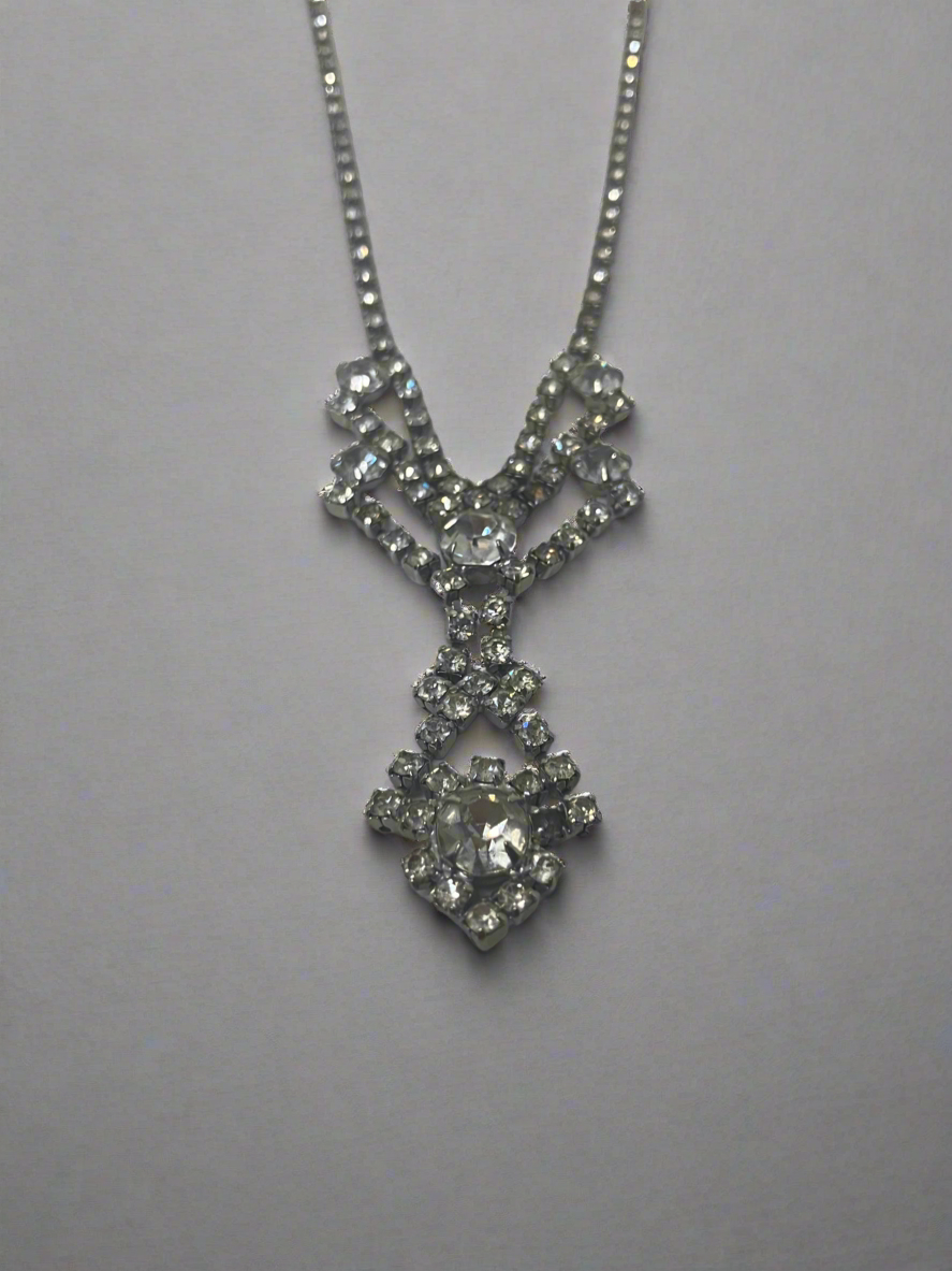 Vintage Rhinestone Bib Necklace