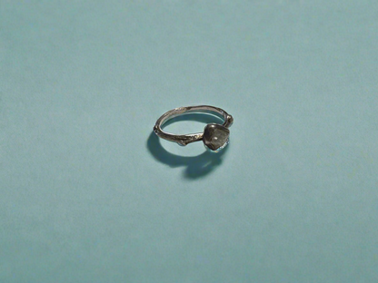 Natural Style Handmade Silver Ring With Rough Quartz