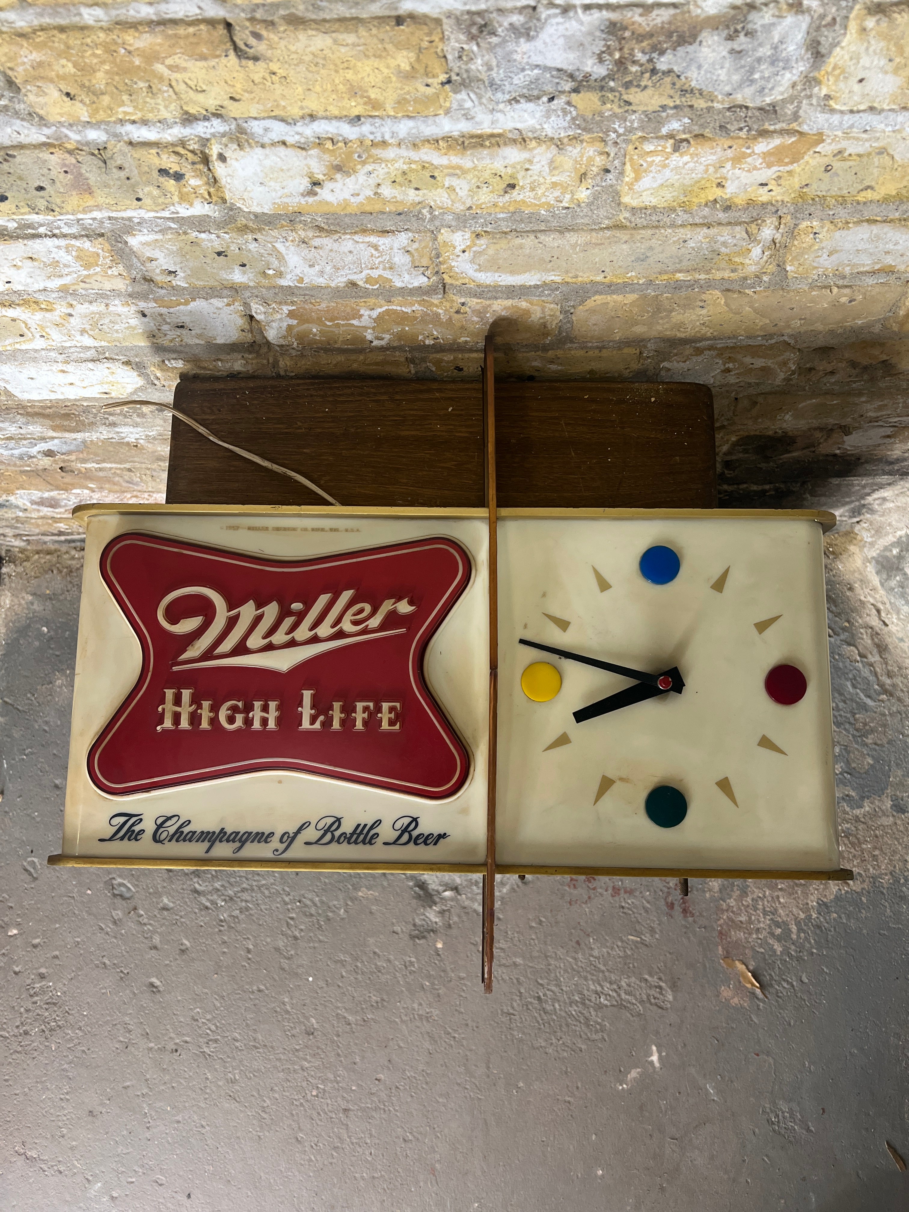 1957 Miller High Life Lighted Bar Clock